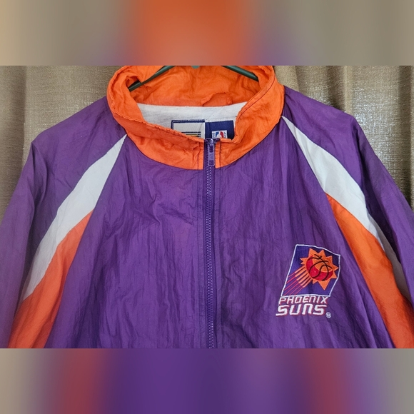 Vintage 90s Phoenix Suns Warm-up Windbreaket Top NBA Sweatsuit Jacket Zip Up XL - Picture 13 of 14